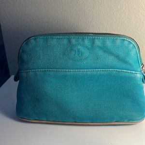 Hermes blue make up bag